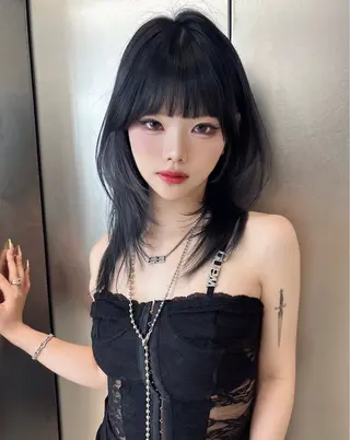 ミディアム カラー rina／ベージュ ワンホン/韓国ヘアのヘアスタイル