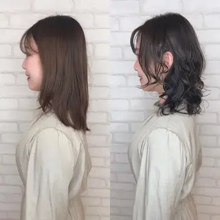 ミディアム カラー パーマ アビリタ 警固のヘアスタイル