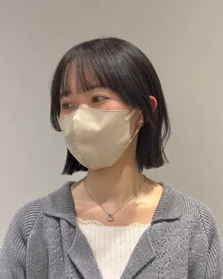 ショート カラー パーマ ヘアアレンジ メンズ 切りっぱなしヘアボブ ミディアムヘアRYOのヘアスタイル