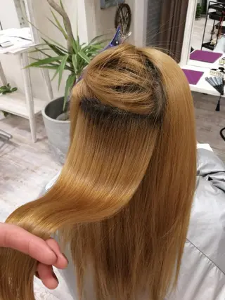 ロング パーマ 酸性ストレート／カラ ー/山下高明のヘアスタイル
