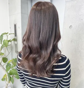 セミロング カラー パーマ ヘアアレンジ 透明感/オリーブ/ グレージュ/YUKAのヘアスタイル