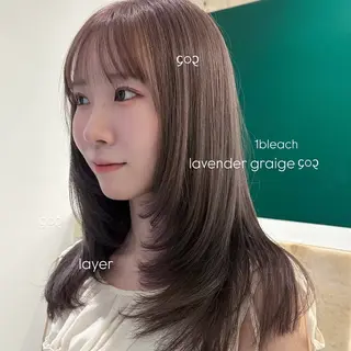 セミロング カラー ハイトーン/透け感 カラー🎀真香のヘアスタイル