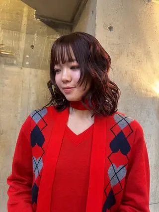 ミディアム カラー パーマ 🍈yurina 福岡/パーマ🍈のヘアスタイル