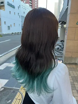ロング カラー ヘアアレンジ みわ/博多 ブリーチ/メンズヘアのヘアスタイル