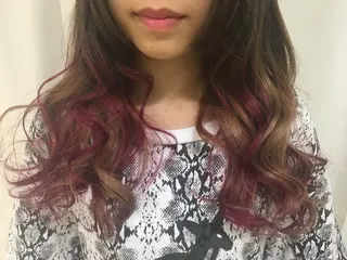 ロング カラー ヘアアレンジ きむえり/髪質改善 /うねり広がり改善のヘアスタイル