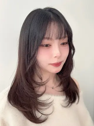 セミロング カラー 松岡 恭弘のヘアスタイル