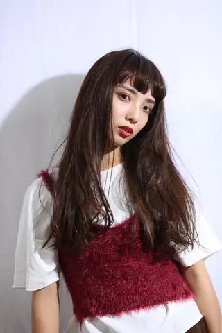ロング カラー パーマ シールエクステ／豊中 吉田孝司のヘアスタイル