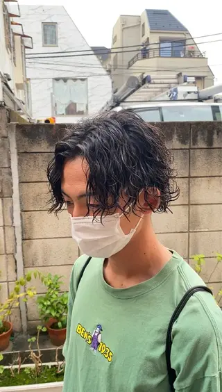 ミディアム カラー パーマ ヘアアレンジ メンズ キッズ ネイル マツエク・マツパ アイブロウ ✂️メンズカット ひろき✂️のヘアスタイル