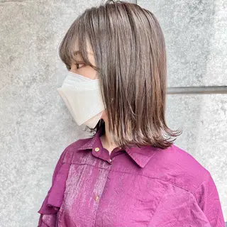 ミディアム カラー 癖毛救済✂️ボブ /髪質改善ストレートのヘアスタイル
