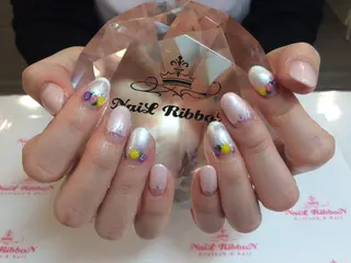 ネイル ネイルリボン 受付スタッフのネイルデザイン