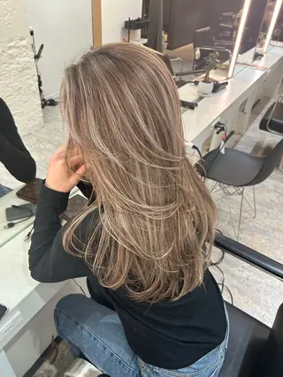 カラー パーマ ハイライト白髪ぼかし メンズパーマ渋谷のヘアスタイル