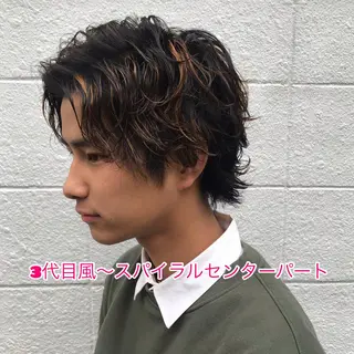ショート カラー パーマ メンズ ニュアンスパーマ/ レイヤー/茶屋町のヘアスタイル
