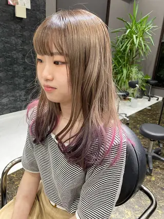 セミロング カラー 下小鶴 優治のヘアスタイル