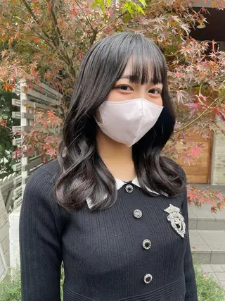 セミロング カラー 顔周りカット 【オノザワリョウ】のヘアスタイル