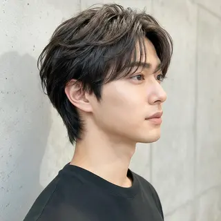 メンズ パーマ ショート SOURCE茨木/ ヘアケア/艶カラー✨のヘアスタイル