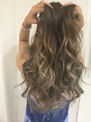セミロング カラー パーマ ヘアアレンジ きむえり/髪質改善 /うねり広がり改善のヘアスタイル