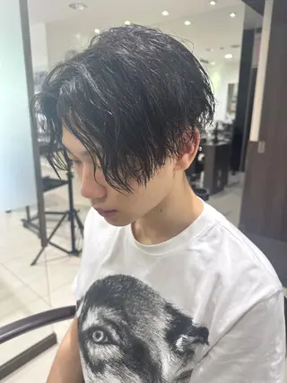 メンズ レイヤー 艶々カラーのヘアスタイル