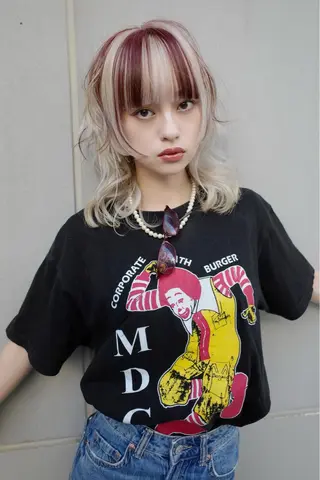 ミディアム カラー ブリーチ😼 ボブ✍️レイヤーのヘアスタイル