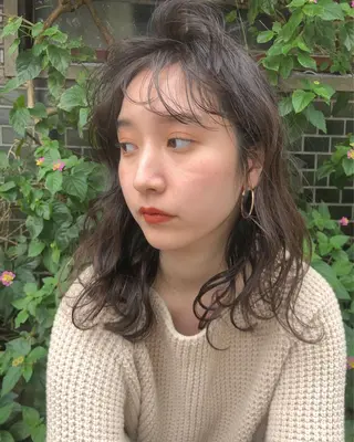 セミロング カラー パーマ 早瀬裕之 パーマのヘアスタイル