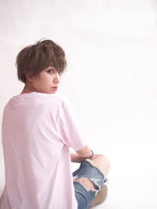 ショート カラーモデル募集中 美容室ハピスのヘアスタイル
