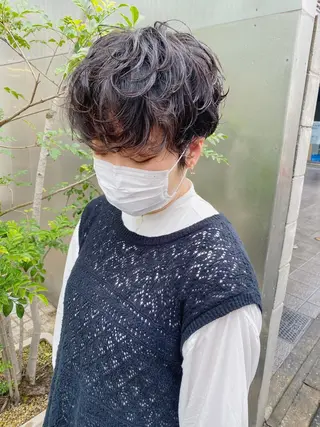 ショート カラー パーマ ヘアアレンジ 🫧umu.🫧韓国 /レイヤー/ハッシュのヘアスタイル