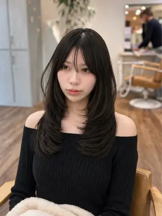 ロング カラー yuzua/レイヤー /矯正/艶感カラーのヘアスタイル