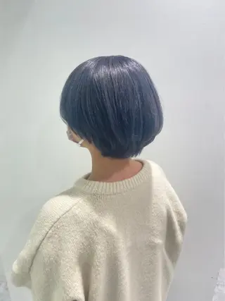 セミロング カラー ブリーチ縮毛矯正加藤 赤み無し透明感ヘアのヘアスタイル