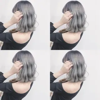 ミディアム カラー ヘアアレンジ TAKUMAブリーチ /切りっぱなし🪽のヘアスタイル