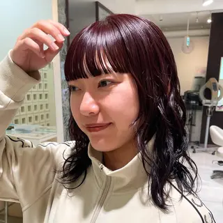 セミロング カラー ZENKO国分寺所属・まるやま ひなこ/艶髪カラーのヘアスタイル