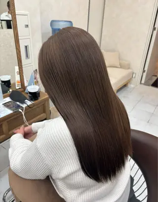 ロング カラー ブリーチなしカラー/ 暖色カラー/艶カラーのヘアスタイル