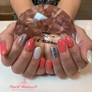 ネイル ネイルリボン 受付スタッフのネイルデザイン