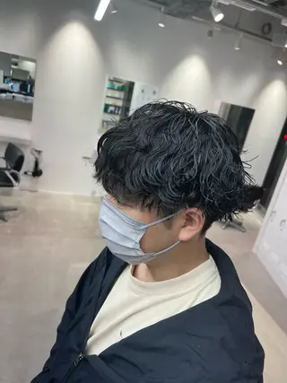 ミディアム パーマ メンズ 天神大名メンズパーマ メンズショートのヘアスタイル