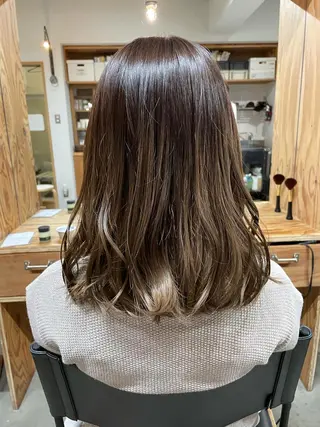 セミロング カラー パーマ ヘアアレンジ 暖色ボブ 🍊rikakoのヘアスタイル