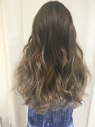 ロング カラー パーマ ヘアアレンジ きむえり/髪質改善 /うねり広がり改善のヘアスタイル