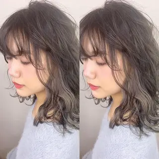 ミディアム カラー 韓国レイヤーカット/ ダブルカラーのヘアスタイル