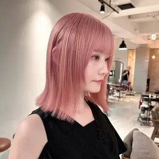 セミロング カラー 🤍原宿/ハイトーン みほ🎀໒꒱のヘアスタイル