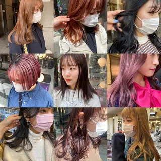 ミディアム カラー パーマ ヘアアレンジ メンズ キッズ ネイル mana 暖色カラーカットのヘアスタイル