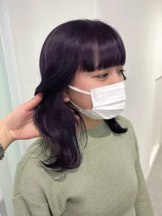ロング カラー 暗髪🩶ラベンダー/ ブルー/ユウナ🤍のヘアスタイル