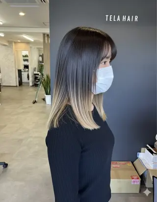 セミロング カラー 【パーマ】【デザイン カラー】拳🌊のヘアスタイル