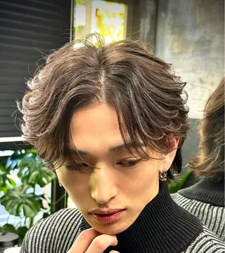 ミディアム パーマ メンズ 恵比寿メンズカット モデル無料/かずきのヘアスタイル