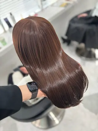 ロング カラー 流行りの透明感カラー ×縮毛矯正🤍ユウのヘアスタイル