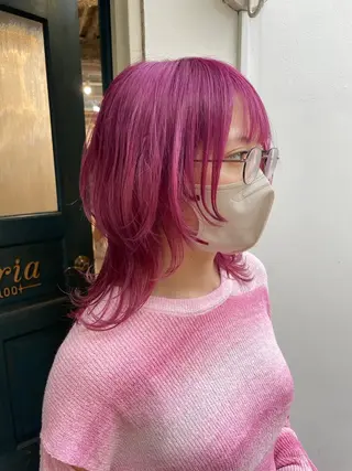 ミディアム ウルフカット/ボブ りなのヘアスタイル