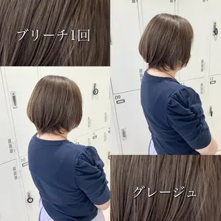 ミディアム カラー 雅/ダブルカラー/ 白髪ぼかしハイライトのヘアスタイル