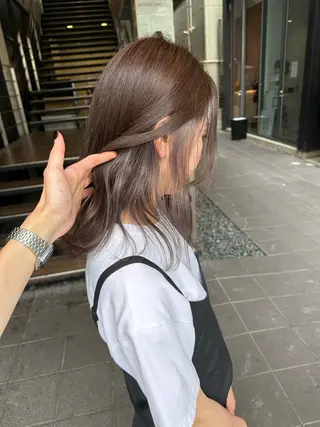 セミロング カラー ヘアアレンジ 天神/ブリーチ/ ブリーチなしカラーのヘアスタイル