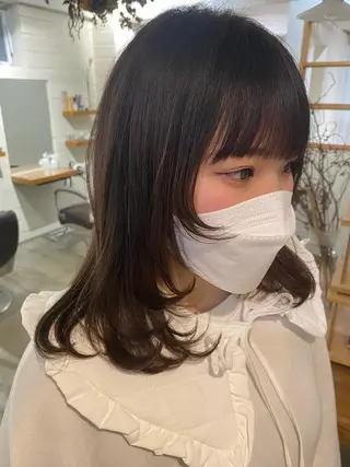 ミディアム カラー パーマ レイヤー🌟艶カラー 🕊まやのヘアスタイル