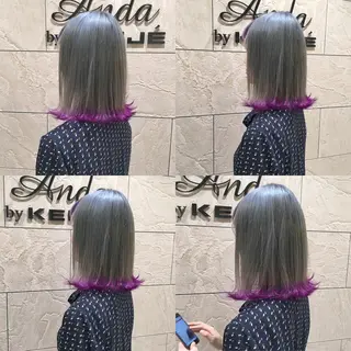 ミディアム カラー パーマ ヘアアレンジ ハイトーン特化🤍 浦住のヘアスタイル