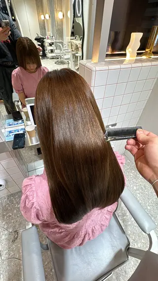 ロング カラー パーマ 絶対垢抜けレイヤー/ 透明感カラーリョウヤのヘアスタイル