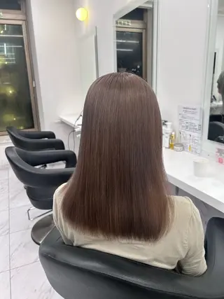 セミロング カラー ヘアアレンジ メンズ キッズ ブリーチなしカラー/ ブラウン/レイヤーのヘアスタイル