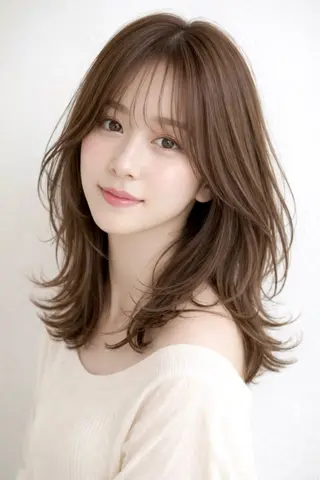 セミロング 1%【横浜】 髪質改善&ケアカラーのヘアスタイル