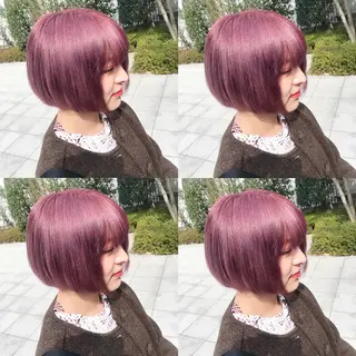 ショート カラー ヘアアレンジ TAKUMAブリーチ /切りっぱなし🪽のヘアスタイル